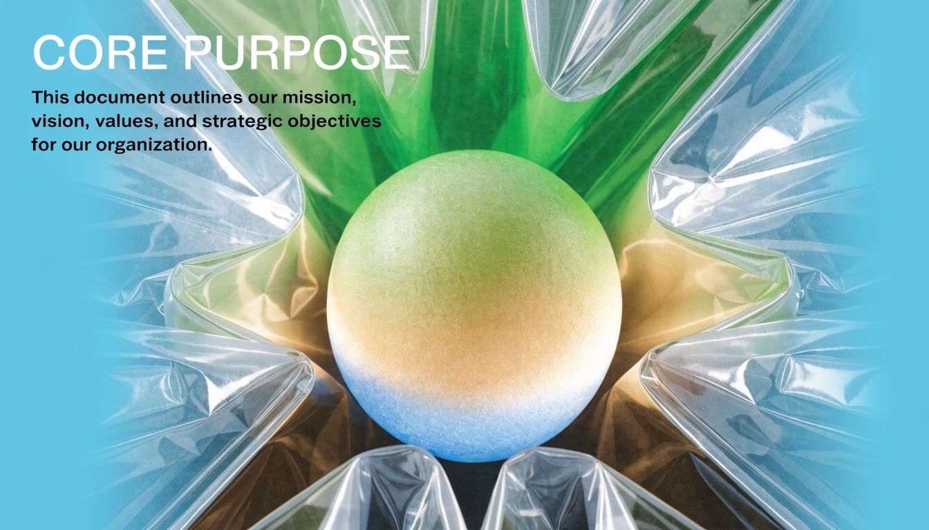 A spherical object with green, yellow, and blue colors sits inside a clear, pleated plastic structure.